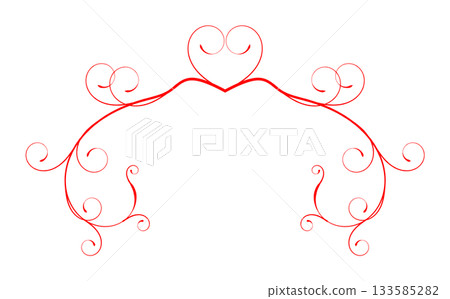Romantic Red Valentine Heart Flourish Border on Transparent Background Romantic Red Valentine Heart Flourish Border on Transparent Background 133585282