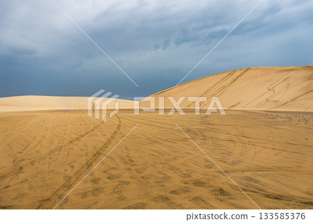 Dunes and lagoons of Atins, Lencois Maranhenses, Barreirinhas, Brazil. White sand dunes with pools of fresh water Dunes and lagoons of Atins, Lencois Maranhenses, Barreirinhas, Brazil. White sand dunes with pools of fresh water 133585376