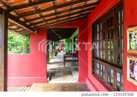Typical Jungle lodge located at Ilha das Canarias, Brazil. Delta do Parnaiba and Delta das Americas. Typical Jungle lodge located at Ilha das Canarias, Brazil. Delta do Parnaiba and Delta das Americas. 133585386