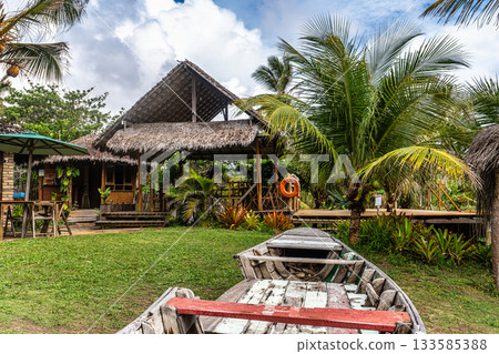 Typical Jungle lodge located at Ilha das Canarias, Brazil. Delta do Parnaiba and Delta das Americas. Typical Jungle lodge located at Ilha das Canarias, Brazil. Delta do Parnaiba and Delta das Americas. 133585388