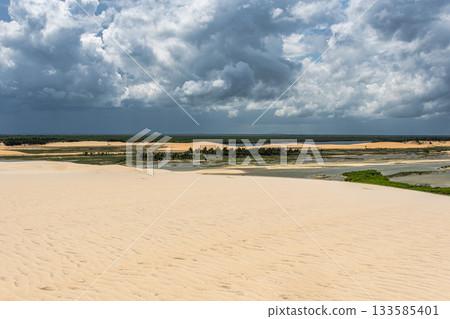 Buggy tour in the lagoon on the Funil Dune, Tatajuba Beach at Camocim, Jericoacoara, Ceara in Brazil Buggy tour in the lagoon on the Funil Dune, Tatajuba Beach at Camocim, Jericoacoara, Ceara in Brazil 133585401