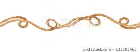 Watercolor seamless nautical border with twisted marine ropes isolated on white. Marine repeatable design in vintage rustic style. Watercolor seamless nautical border with twisted marine ropes isolated on white. Marine repeatable design in vintage rustic style. 133585465