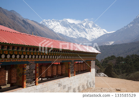 Tengboche monastery with peaks in background, EBC, Nepal Tengboche monastery with peaks in background, EBC, Nepal 133585529