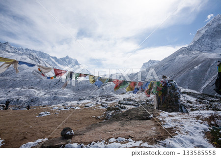 Landscape from Pheriche town area, EBC trekking, Periche pass, Nepal 133585558