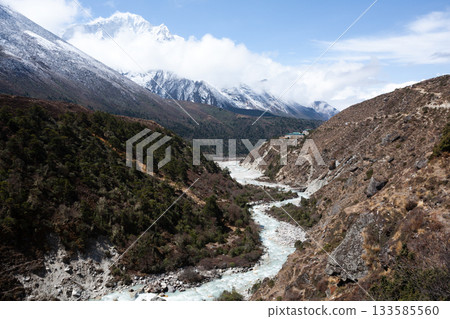 Landscape from Pangboche town area, EBC trekking, Nepal Landscape from Pangboche town area, EBC trekking, Nepal 133585560