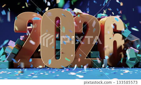 Giant Gold 2026 Digits With Confetti For New Year Celebration And Festive Decor Giant Gold 2026 Digits With Confetti For New Year Celebration And Festive Decor 133585573