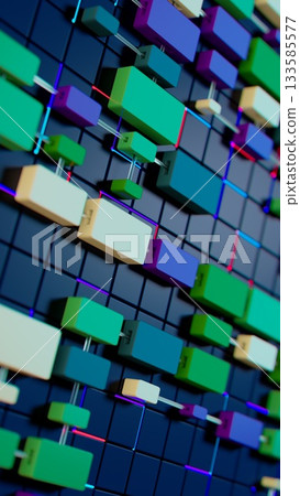 Digital Mosaic: Colorful Rectangular Blocks on a Dark Background Digital Mosaic: Colorful Rectangular Blocks on a Dark Background 133585577
