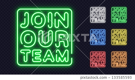 Glowing neon Join our team signs in vibrant colors on a transparent background. Perfect for promoting launches, announcements, and modern digital campaigns. 133585593