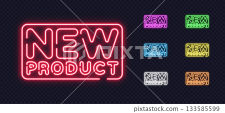 Glowing neon New Product signs in vibrant colors on a transparent background. Perfect for promoting launches, announcements, and modern digital campaigns. Glowing neon New Product signs in vibrant colors on a transparent background. Perfect for promoting launches, announcements, and modern digital campaigns. 133585599