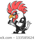 Illustration of a proud rooster head with red comb and wattle a symbol of morning and farm 133585624