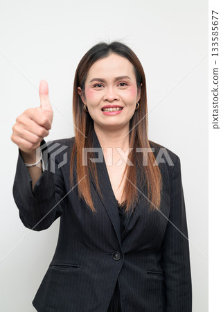 Asian Business Woman Studio Portrait on White Background Asian Business Woman Studio Portrait on White Background 133585677