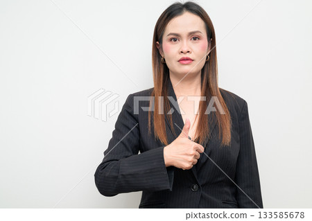 Asian Business Woman Studio Portrait on White Background 133585678