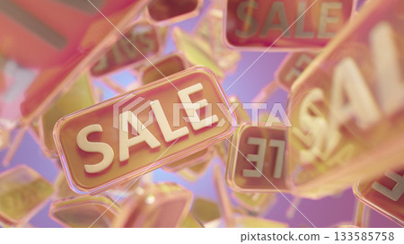 Bright Sale Signs Float In A Colorful Sky, Promoting Discounts And Shopping Deals Bright Sale Signs Float In A Colorful Sky, Promoting Discounts And Shopping Deals 133585758