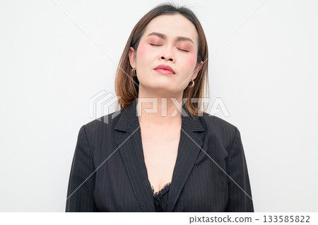 Asian Business Woman Studio Portrait on White Background Asian Business Woman Studio Portrait on White Background 133585822