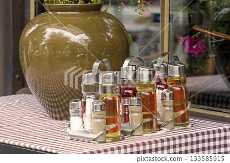 Cruet set in restaurant Cruet set in restaurant 133585915