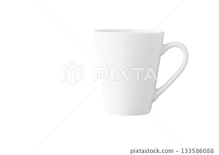 White cup for tea or coffee on isolated white background 133586088