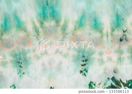 abstract pattern on silk fabric texture in green tones 133586113
