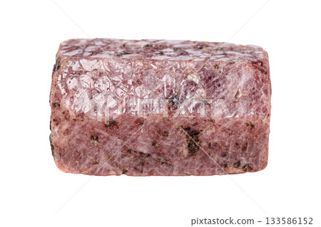 Ruby mineral stone in the breed a white background 133586152