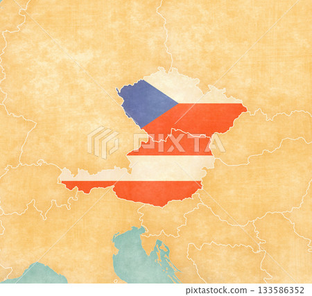 Map of Czech Republic and Austria 133586352