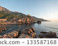 Sunset Westcoast Porto Corsica France medieval Town Mediterranean Sea Calanches de Piana 133587168