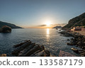 Sunset Westcoast Porto Corsica France medieval Town Mediterranean Sea Calanches de Piana 133587179