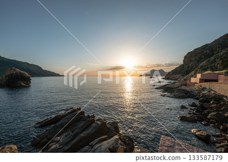 Sunset Westcoast Porto Corsica France medieval Town Mediterranean Sea Calanches de Piana Sunset Westcoast Porto Corsica France medieval Town Mediterranean Sea Calanches de Piana 133587179