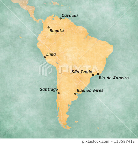 Map of the largest cities in South America 133587412