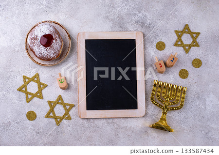 Traditional Jewish holiday Hanukkah background 133587434