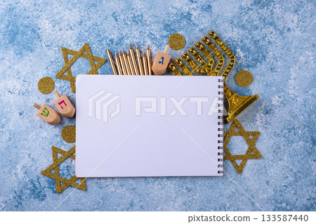 Traditional Jewish holiday Hanukkah background 133587440