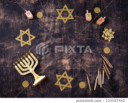 Traditional Jewish holiday Hanukkah background 133587442