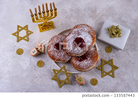 Traditional Jewish holiday Hanukkah background 133587443