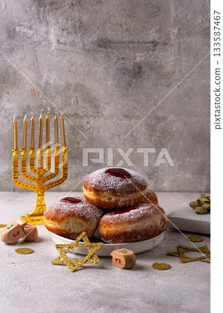 Traditional Jewish holiday Hanukkah background 133587467