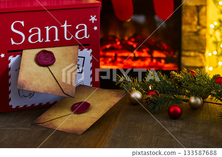Santa's Letters by the Fireplace Santa's Letters by the Fireplace 133587688