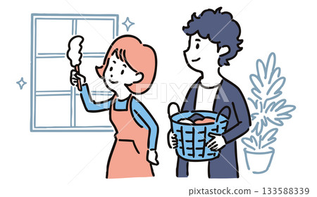 A couple doing housework 133588339