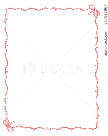 Coquette Ribbons Border Frame with Girly Bow for Birthday Celebrate Cards or Invitations, Festive Christmas Certificate or Diploma. Isolated Freehand Illustration Coquette Ribbons Border Frame with Girly Bow for Birthday Celebrate Cards or Invitations, Festive Christmas Certificate or Diploma. Isolated Freehand Illustration 133588967