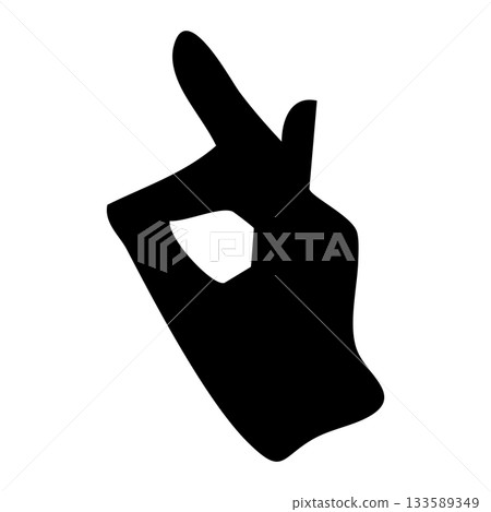Fox hand gesture silhouette | pinching/pointing pose (solid black) 133589349