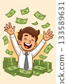 A man happy with money, cartoon illustration. Smart investment 133589631