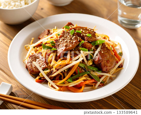 炒肉和豆芽 炒肉和豆芽 133589641