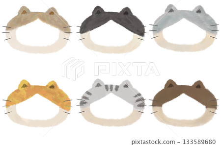 Soft hand-drawn frame set of calico cat Soft hand-drawn frame set of calico cat 133589680