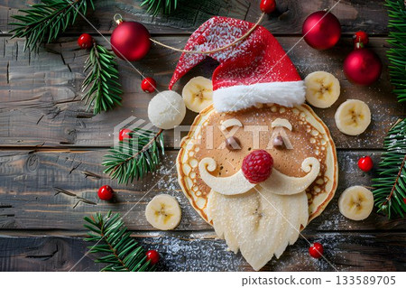 Christmas Santa Claus face shaped pancake 133589705
