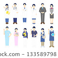 Simple illustration material set of doctors, nurses and medical workers 133589798