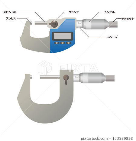 Names of the parts of a micrometer - Stock Illustration [133589838] - PIXTA