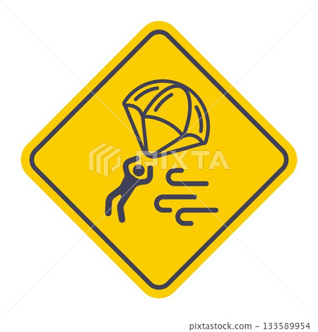 Parachute player carried away by the wind black icon. 133589954