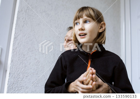 mother with daughter hugging, lifestyle people concept mother with daughter hugging, lifestyle people concept 133590133