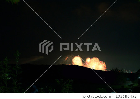 A midsummer night fireworks display that lights up Yoshino Park 133590452
