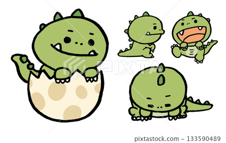 Cute green dinosaur baby 133590489