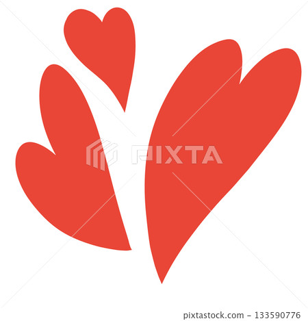 Three vertical red hearts, large, medium and small 133590776