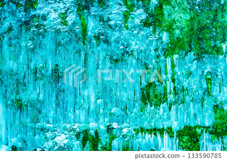 Nagano Shirakawa Icicles: Illuminated ice curtain 133590785