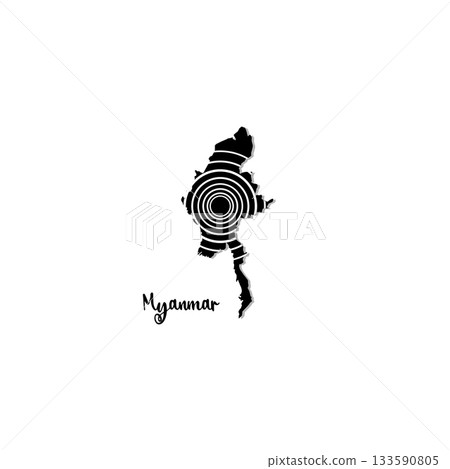 Myanmar map rounded line design 133590805