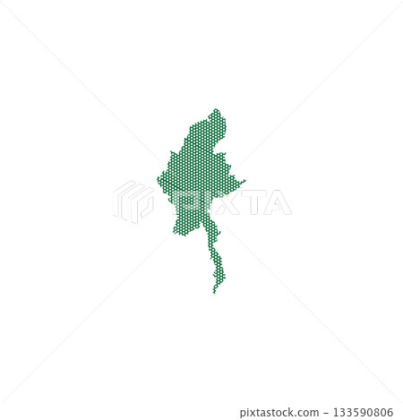 Myanmar map with green color on white background Myanmar map with green color on white background 133590806